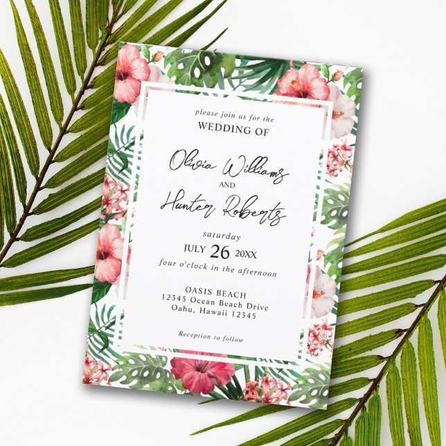 Invitation Mariage de Destination à l'Aquarelle d'Hibiscus Tr (Créateur téléchargé)