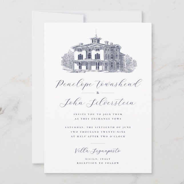 Invitation Mariage de destination à l'italienne dans un cadre (Devant)