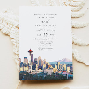 Invitation Mariage de destination à SEATTLE - Aquarelle de la