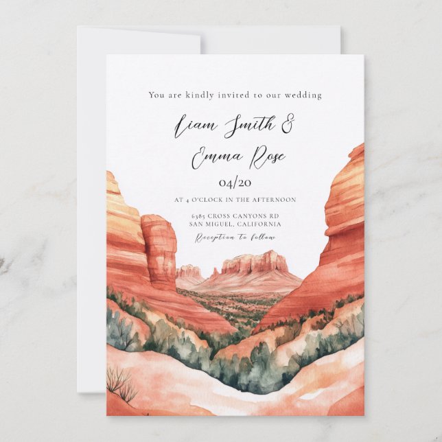 Invitation Mariage de destination à Sedona Arizona  (Devant)