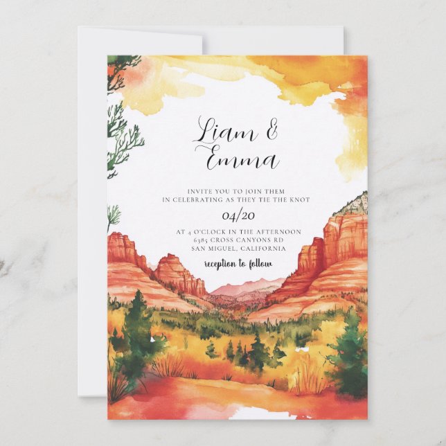 Invitation Mariage de destination à Sedona Arizona (Devant)