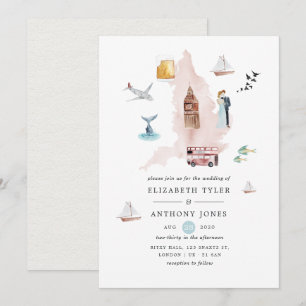 Invitation Mariage de destination aquarelle Angleterre Royaum