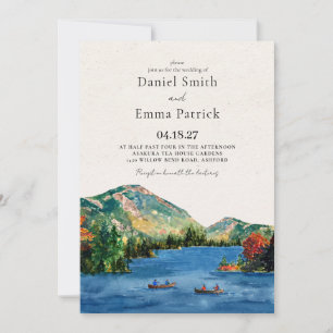 Invitation Mariage de destination aquarelle au lac de montagn
