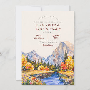 Invitation Mariage de destination aquarelle au lac Fall Mount