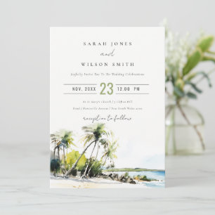 Invitation Mariage de Destination Aquarelle Côtière Tropicale