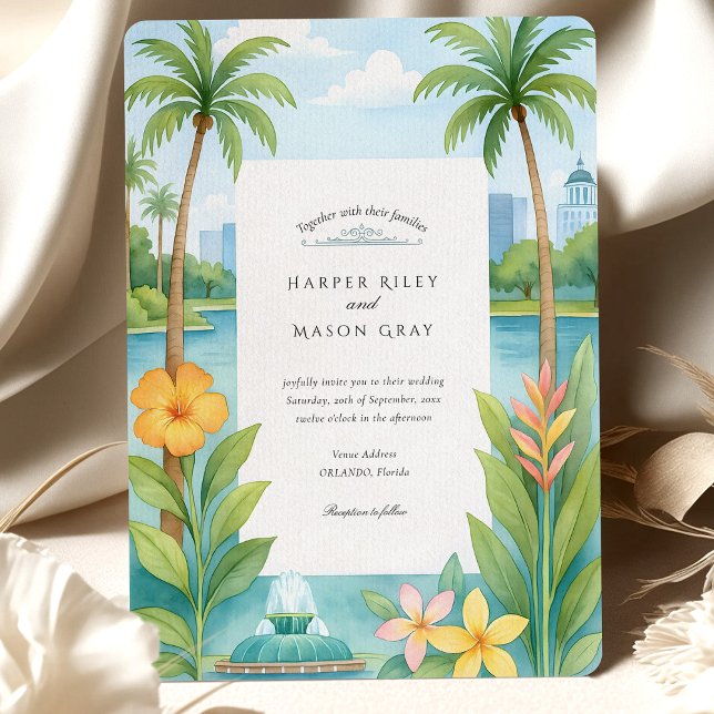 Invitation Mariage de destination aquarelle Orlando Floride (Créateur téléchargé)