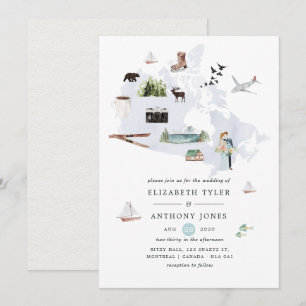 Invitation Mariage de destination au Canada aquarelle