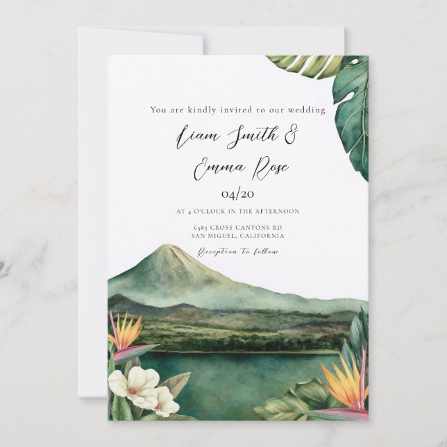 Invitation Mariage de destination au Costa Rica tropical  (Devant)