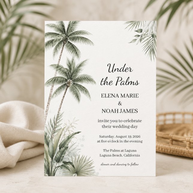 Invitation Mariage de destination au palmier à l'aquarelle (Créateur téléchargé)