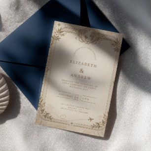 Invitation Mariage de destination avec un passeport vintage