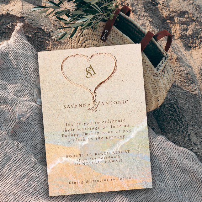 Invitation Mariage de Destination Bohème Chic sur la Plage av (Créateur téléchargé)