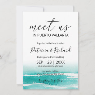 Invitation Mariage de destination Caraïbes aquarelle de plage