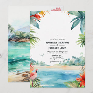 Invitation Mariage de destination caribéen à l'aquarelle