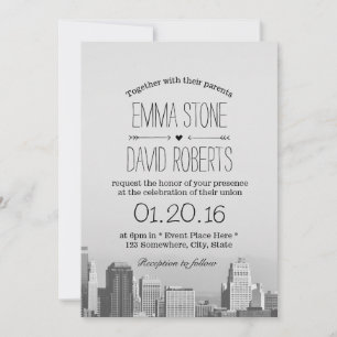 Invitation Mariage de destination City Skyline moderne
