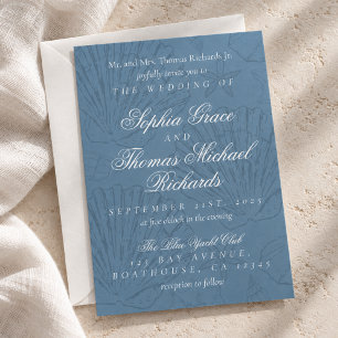 Invitation Mariage de Destination Coquille Bleue Côtière