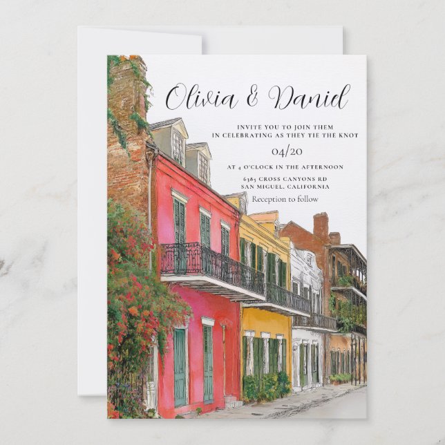 Invitation Mariage de destination dans le paysage de La Nouve (Devant)