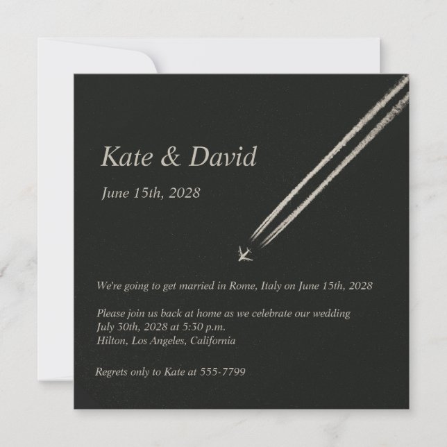 Invitation ©Mariage de destination d'avion haute altitude (Devant)