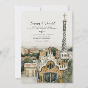 Invitation MARIAGE DE DESTINATION DE BARCELONE Espagne Skylin