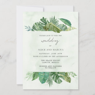 Invitation Mariage de destination de la plage de feuilles tro