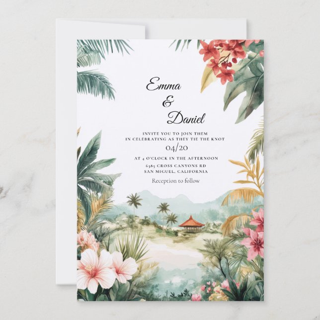 Invitation Mariage de destination de paysage à Bali (Devant)