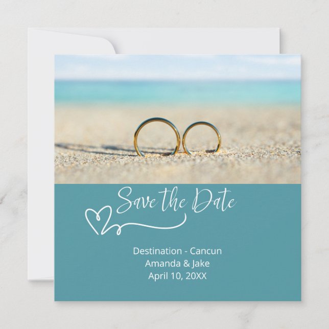Invitation Mariage de Destination de Plage à Sauvegarder (Devant)