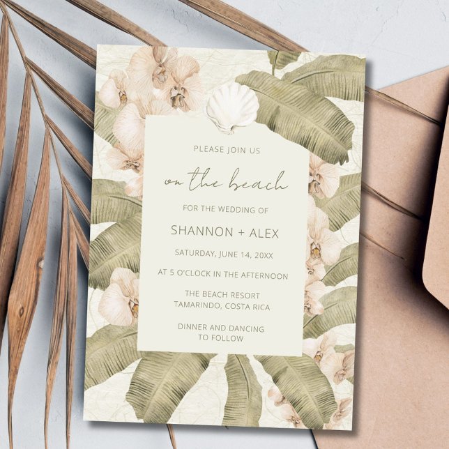 Invitation Mariage de Destination de Plage Côtière au Bord de (Coastal Seaside Beach Destination Wedding Invitation)