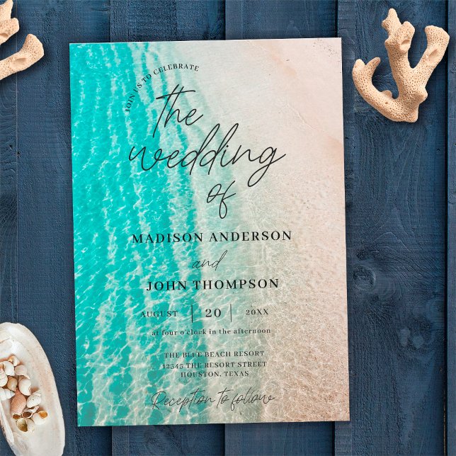 Invitation Mariage de destination de plage d'été sur l'océan  (Créateur téléchargé)