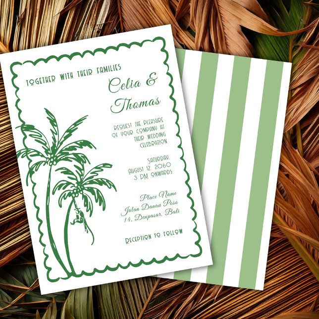 Invitation Mariage de Destination de Plage Rétro Côtière Trop (Créateur téléchargé)