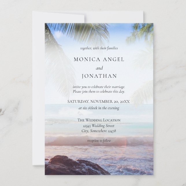 Invitation Mariage de Destination de Plage Tropicale (Devant)