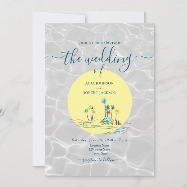 Invitation Mariage de destination de plage tropicale (Devant)
