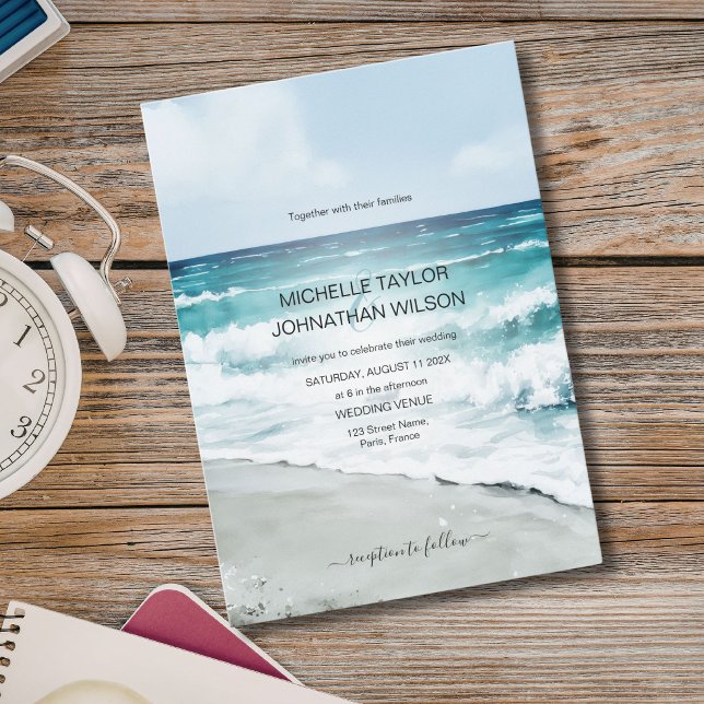Invitation Mariage de destination de plage tropicale au Mexiq (Mexico Tropical Beach Destination Wedding Invitation)