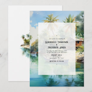 Invitation Mariage de destination des Caraïbes Watercolor