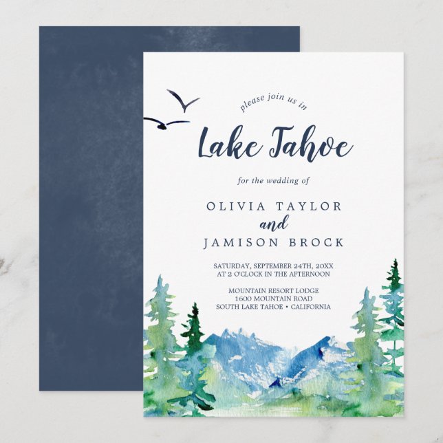 Invitation Mariage de destination du lac Tahoe Mountain (Devant / Derrière)
