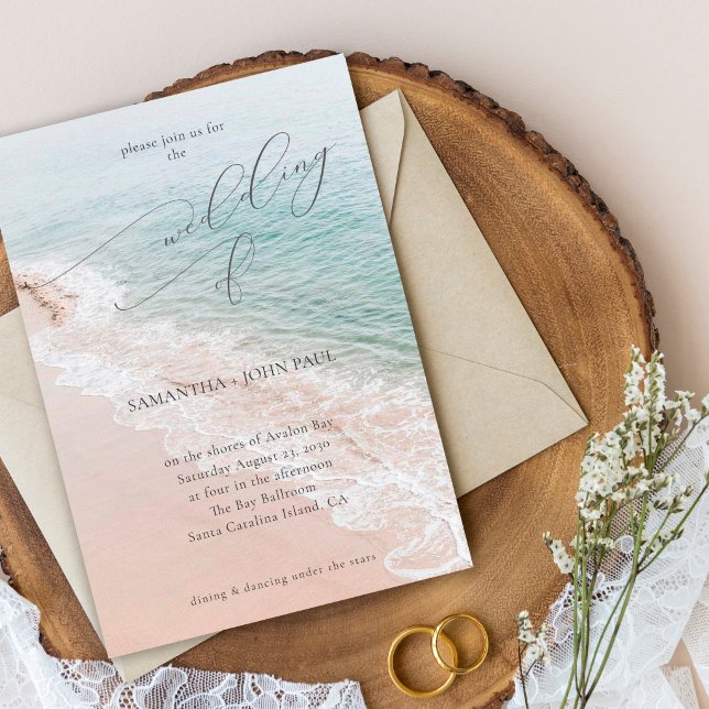 Invitation Mariage de Destination Élégant sur la Plage Océane (Créateur téléchargé)