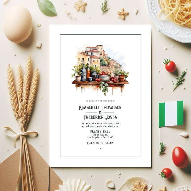 Invitation Mariage de destination en Aquarelle italienne (Italian themed Wedding)