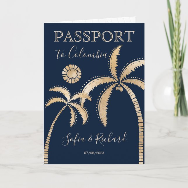 Invitation Mariage de destination en Colombie Passeport Code  (Devant)