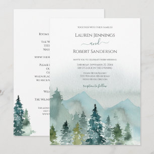 Invitation Mariage de destination en montagne rustique tout-e