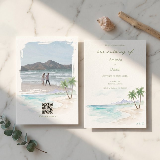 Invitation Mariage de Destination Hawaii Photo de Plage à l'A (Créateur téléchargé)