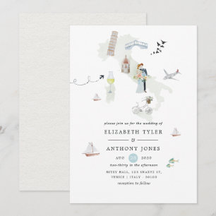 Invitation Mariage de destination italien aquarelle