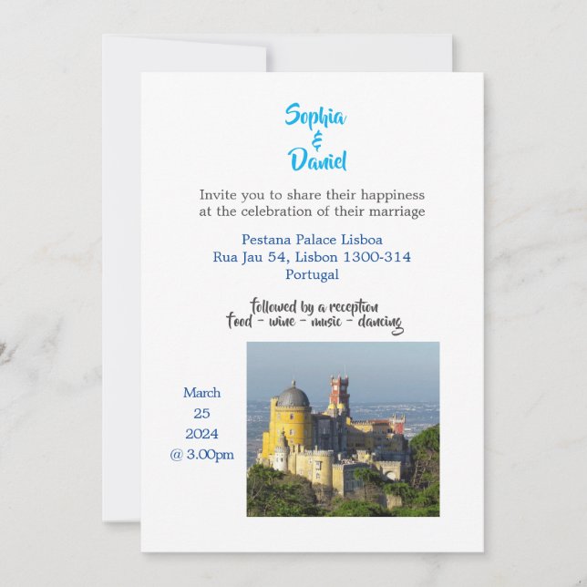 Invitation Mariage de destination - Lisbonne, Portugal (Devant)