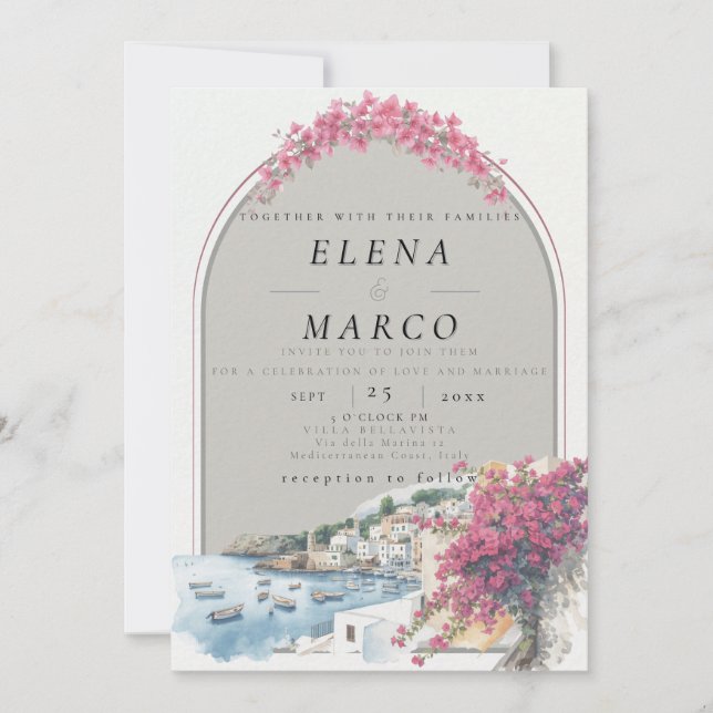 Invitation Mariage de destination méditerranéen / européen  (Devant)