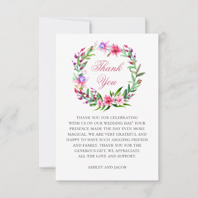 Invitation Mariage de destination. Merci pour les fleurs trop (Devant)