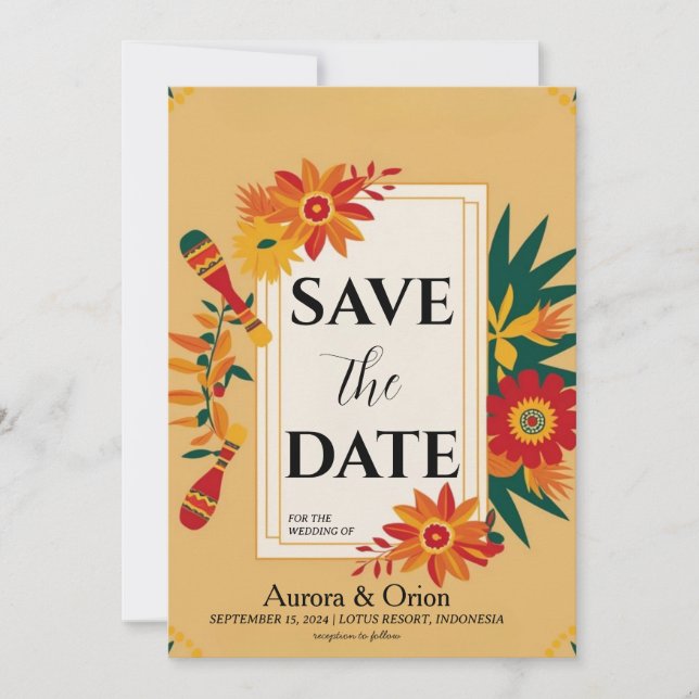 Invitation mariage de destination mexique enregistrer les dat (Devant)