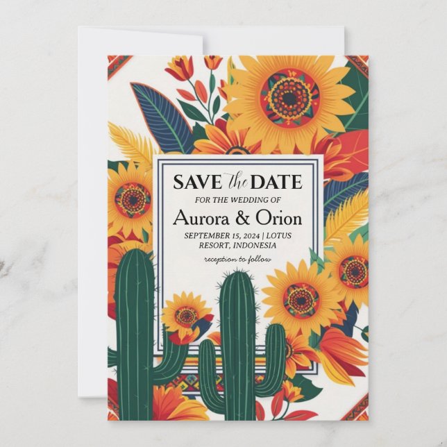 Invitation mariage de destination mexique enregistrer les dat (Devant)