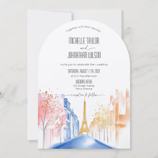 Invitation Mariage de Destination Moderne Arch Paris Tour Eif