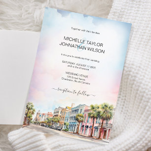 Invitation Mariage de destination moderne Charleston Aquarell