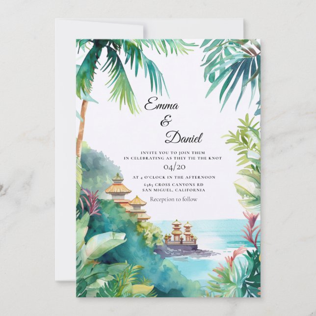 Invitation Mariage de destination paysage de Bali (Devant)