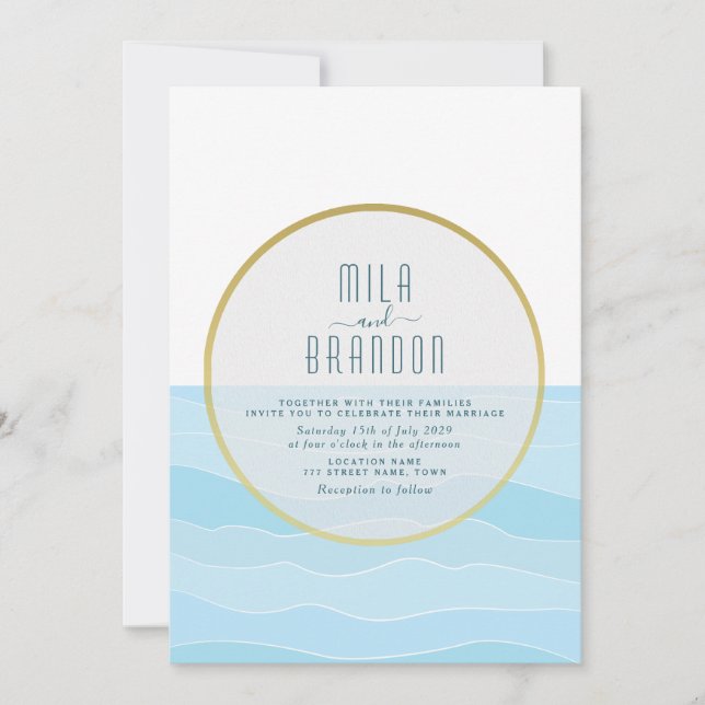 Invitation Mariage de destination plage minimaliste (Devant)