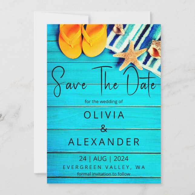 Invitation mariage de destination plage tropicale enregistrer (Devant)