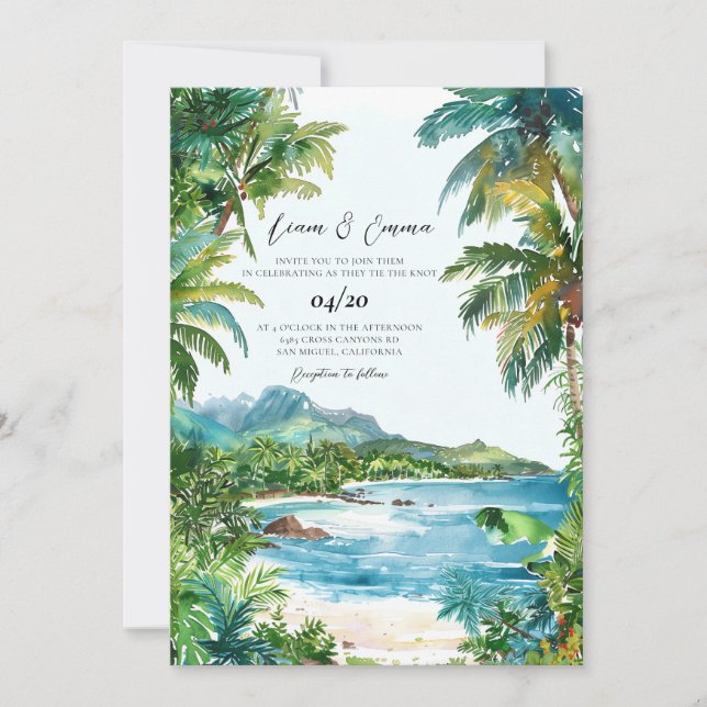 Invitation Mariage de destination Seychelles (Devant)